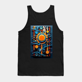 Abstract  in Teal and Orange Tank Top